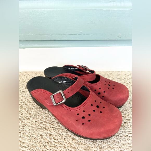 Dansko mary Jane platform clog mules scandi girl red suede minimalist summer 39 - Picture 1 of 9